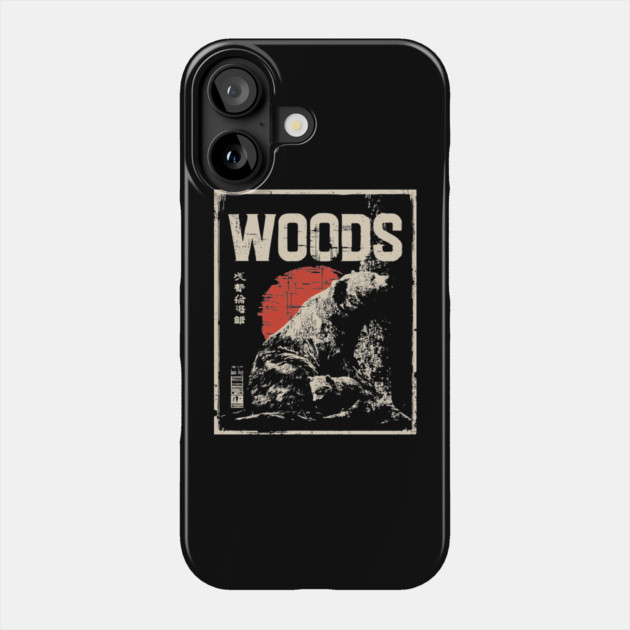 Retro Grizzly Bear and Cub Forest Woods T-Shirt Phone Case by TuncGK