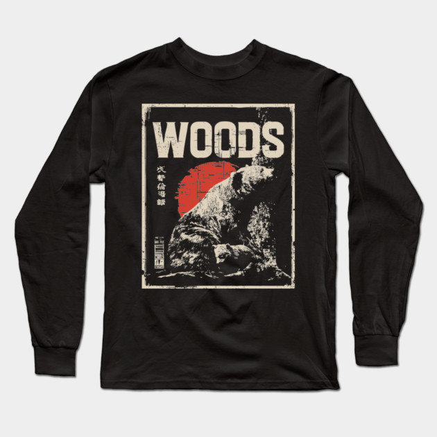 Retro Grizzly Bear and Cub Forest Woods T-Shirt Long Sleeve T-Shirt by TuncGK