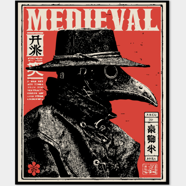 Medieval Plague Doctor Japanese Style T-Shirt Wall Art by TuncGK
