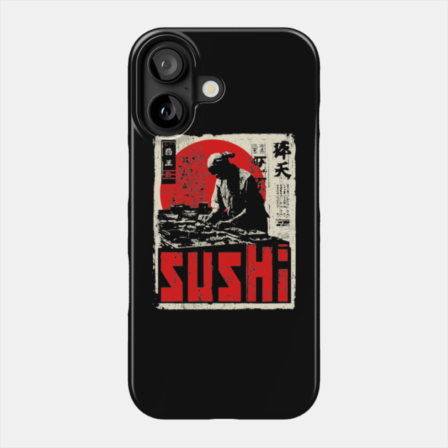 Vintage Japanese Sushi Chef Red Sun Art T-Shirt Phone Case by TuncGK