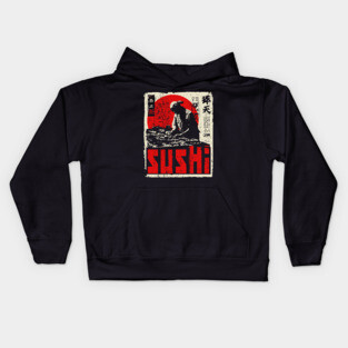 Vintage Japanese Sushi Chef Red Sun Art T-Shirt Kids Hoodie