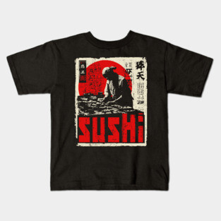 Vintage Japanese Sushi Chef Red Sun Art T-Shirt Kids T-Shirt