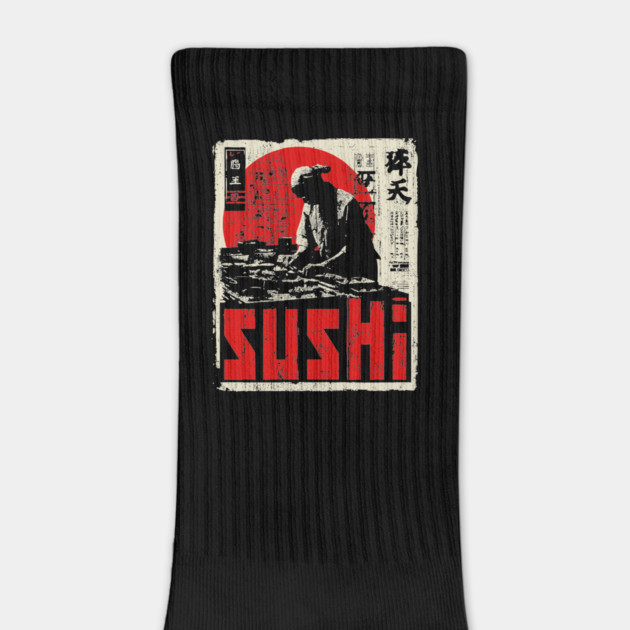 Vintage Japanese Sushi Chef Red Sun Art T-Shirt by TuncGK