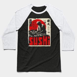 Vintage Japanese Sushi Chef Red Sun Art T-Shirt Baseball T-Shirt