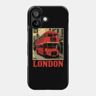 Vintage London Double Decker Bus Street Art T-Shirt Phone Case