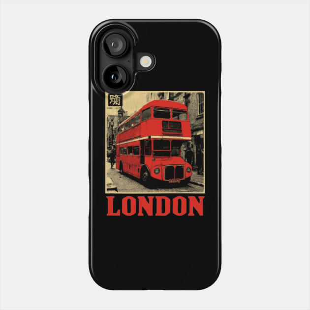 Vintage London Double Decker Bus Street Art T-Shirt Phone Case by TuncGK