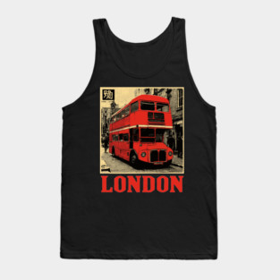 Vintage London Double Decker Bus Street Art T-Shirt Tank Top