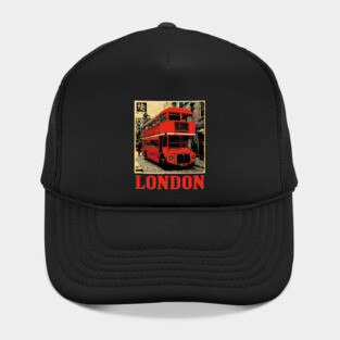 Vintage London Double Decker Bus Street Art T-Shirt Hat