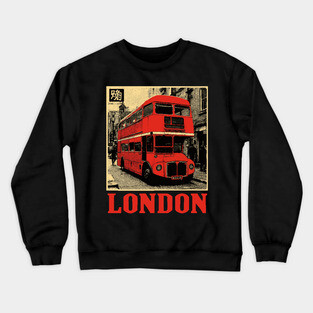 Vintage London Double Decker Bus Street Art T-Shirt Crewneck Sweatshirt