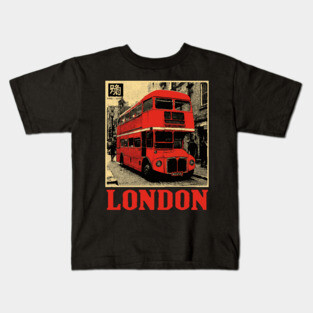 Vintage London Double Decker Bus Street Art T-Shirt Kids T-Shirt