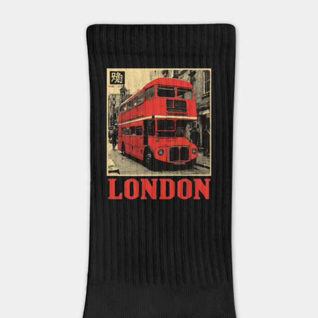 Vintage London Double Decker Bus Street Art T-Shirt by TuncGK