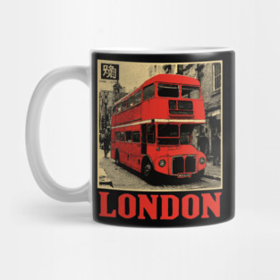 Vintage London Double Decker Bus Street Art T-Shirt Mug