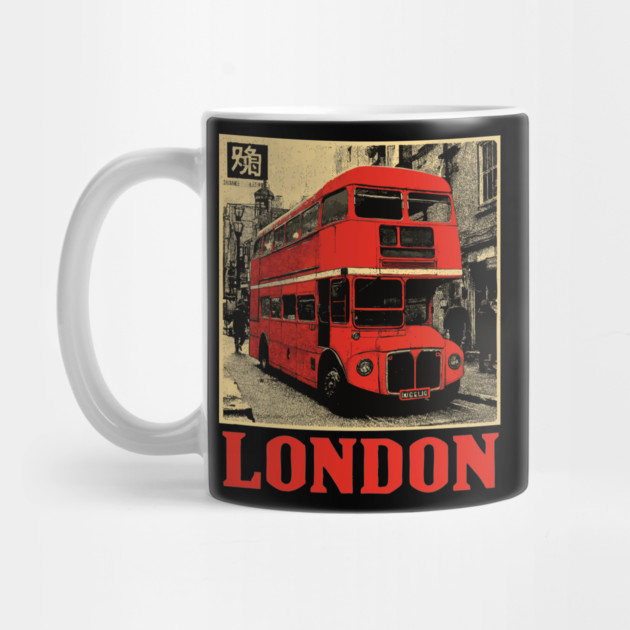 Vintage London Double Decker Bus Street Art T-Shirt by TuncGK