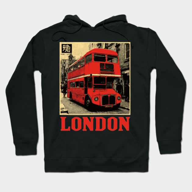 Vintage London Double Decker Bus Street Art T-Shirt Hoodie by TuncGK