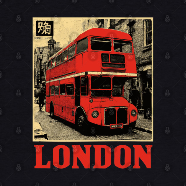 Vintage London Double Decker Bus Street Art T-Shirt by TuncGK