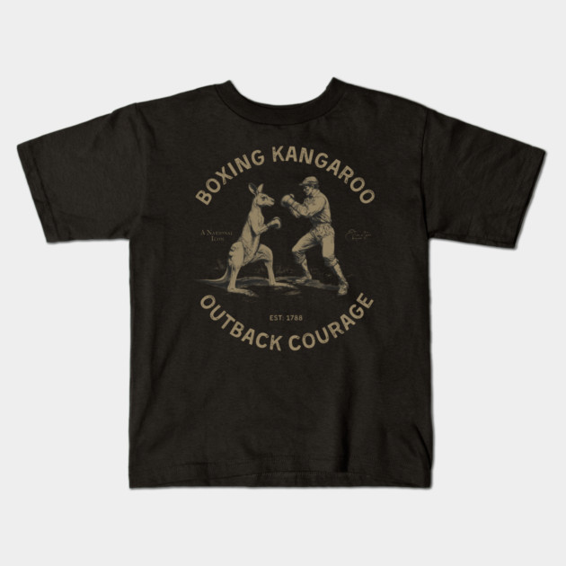 Boxing Kangaroo Outback Courage Kids T-Shirt by Timeless Chaos