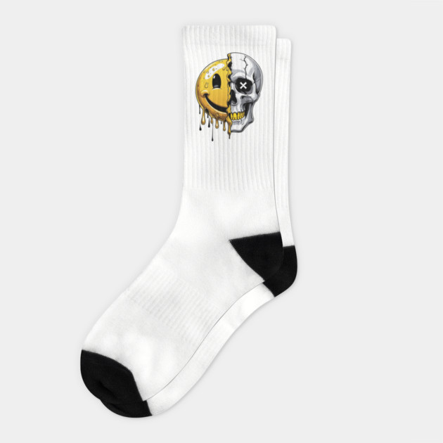 Melting Smiley Skull Socks by UrbanLifeApparel