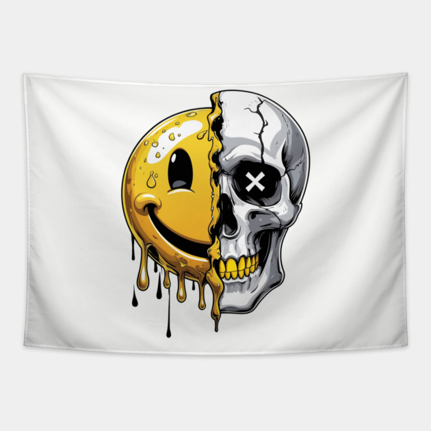Melting Smiley Skull Tapestry by UrbanLifeApparel