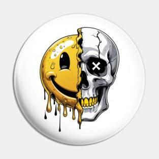 Melting Smiley Skull Pin