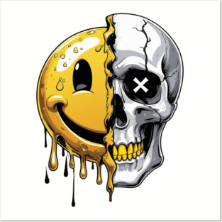 Melting Smiley Skull Posters and Art
