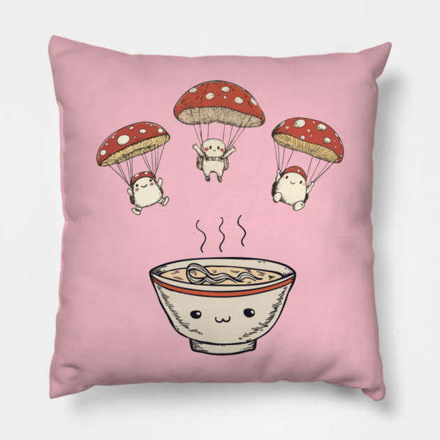 Kawaii Mushroom Soup - Reinforcement Arriving Pillow by TuncGK