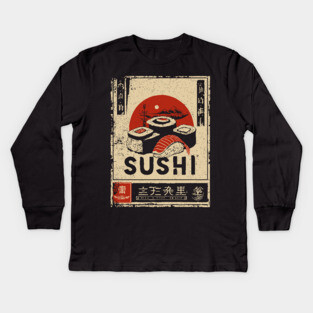 Sushi Poster - Japanese Style Ukiyo-e Kids Long Sleeve T-Shirt