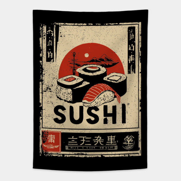 Sushi Poster - Japanese Style Ukiyo-e Tapestry by TuncGK