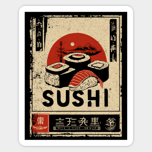 Sushi Poster - Japanese Style Ukiyo-e Magnet by TuncGK