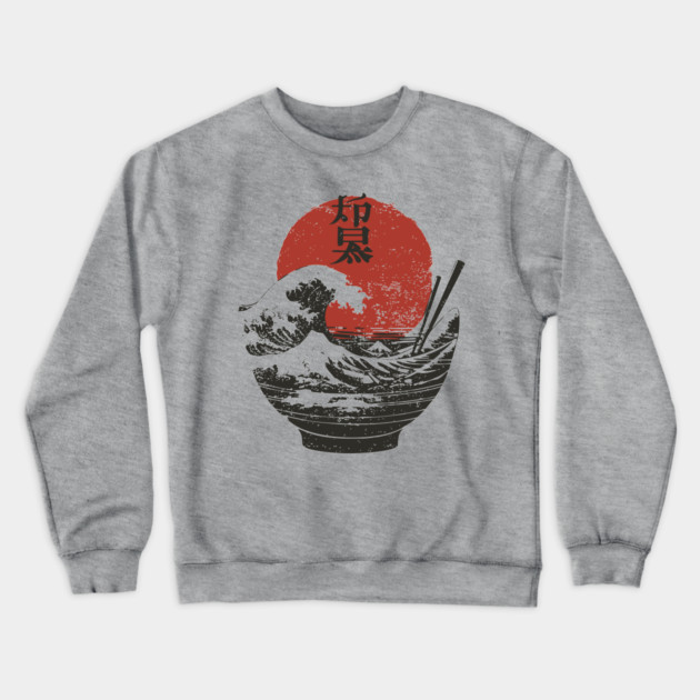 Bowl of Hokusai - Ramen Lovers Design Crewneck Sweatshirt by TuncGK