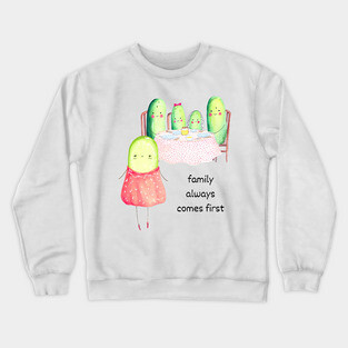 Kawaii Cucumber Family - Cute Design Crewneck Sweatshirt