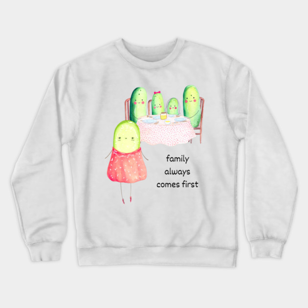 Kawaii Cucumber Family - Cute Design Crewneck Sweatshirt by TuncGK