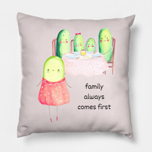 Kawaii Cucumber Family - Cute Design Pillow