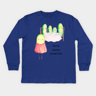 Kawaii Cucumber Family - Cute Design Kids Long Sleeve T-Shirt