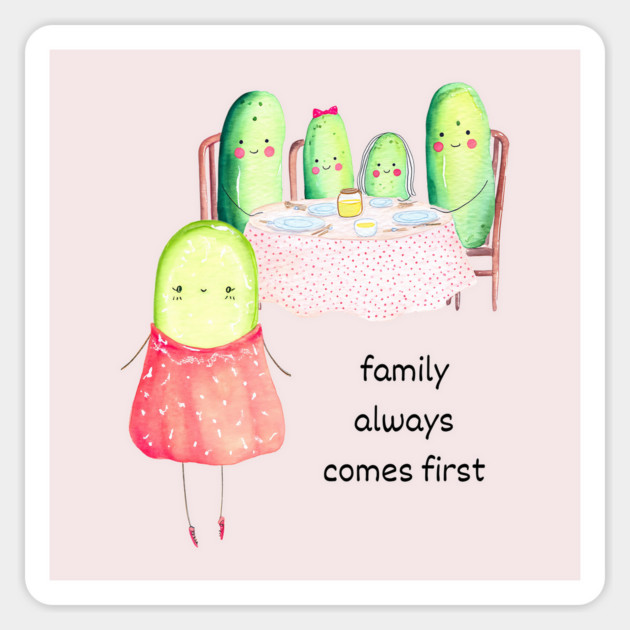 Kawaii Cucumber Family - Cute Design Magnet by TuncGK