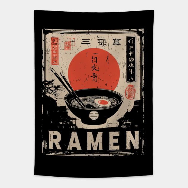 Japanese Ramen Print - Traditional Ukiyo-e Style Tapestry by TuncGK