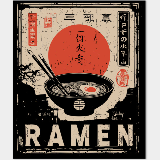 Japanese Ramen Print - Traditional Ukiyo-e Style Wall Art by TuncGK