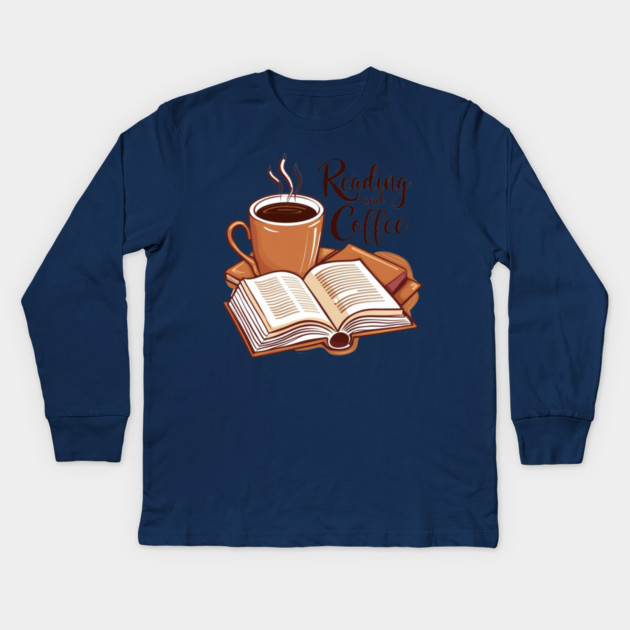 Book Fuelled by Coffee. Kids Long Sleeve T-Shirt by SR8891