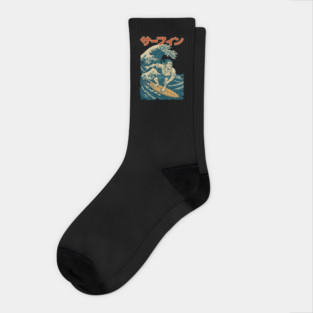 Surf Samurai Ukiyo-e Style Design Socks