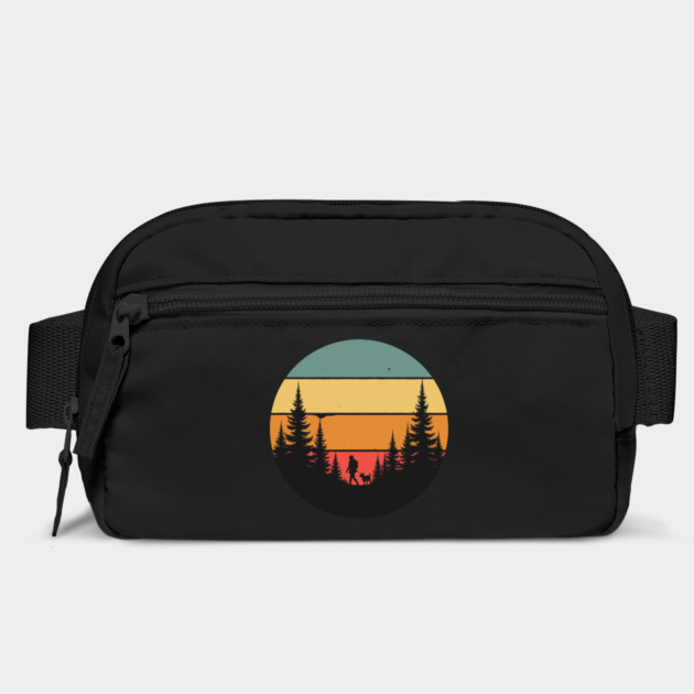 Dog Lover Nature Hike Retro Sunset Design by Designed By Marty