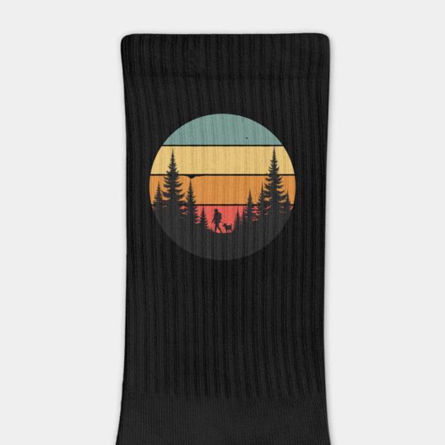 Dog Lover Nature Hike Retro Sunset Design by Designed By Marty