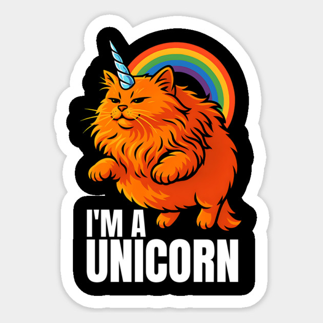 Unicorn Delusions Funny Unicorn Cat Sticker by Designed By Marty