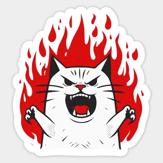 Self Combusting Kitty Sticker by Designed By Marty