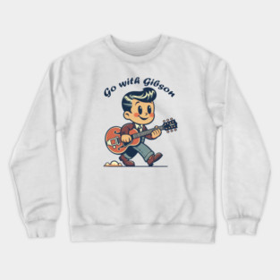 Gibson guitar retro cartoon, 1930s, vintage cartoon Crewneck Sweatshirt