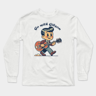 Gibson guitar retro cartoon, 1930s, vintage cartoon Long Sleeve T-Shirt