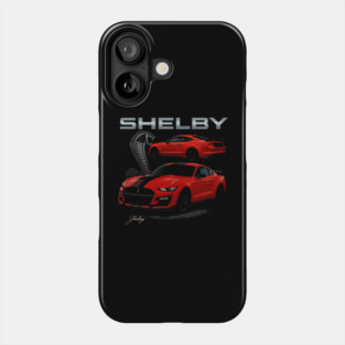 2020 Ford Shelby GT500 – Red Supercharged Mustang Muscle Car Art with Cobra Emblem Phone Case