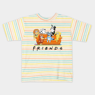 Cute Bluey Friends Vintage Cartoon Kids T-Shirt