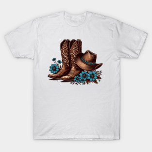 Cowboy Boots Floral T-Shirt