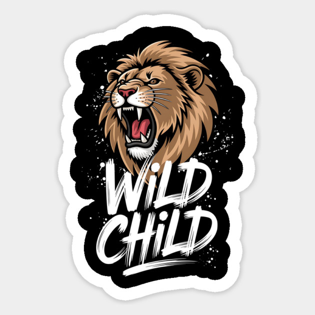 Wild Child – Lion Head Design Sticker by Designed By Marty