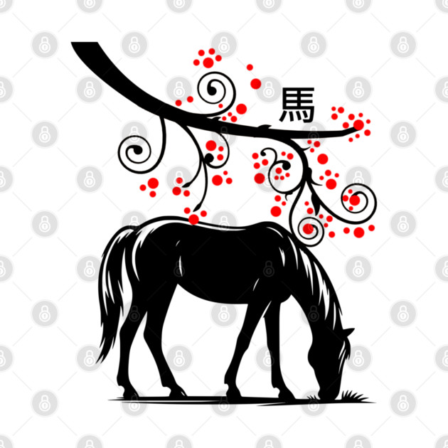 Chinese New Year Horse and Red Blossoms by HolidayBug
