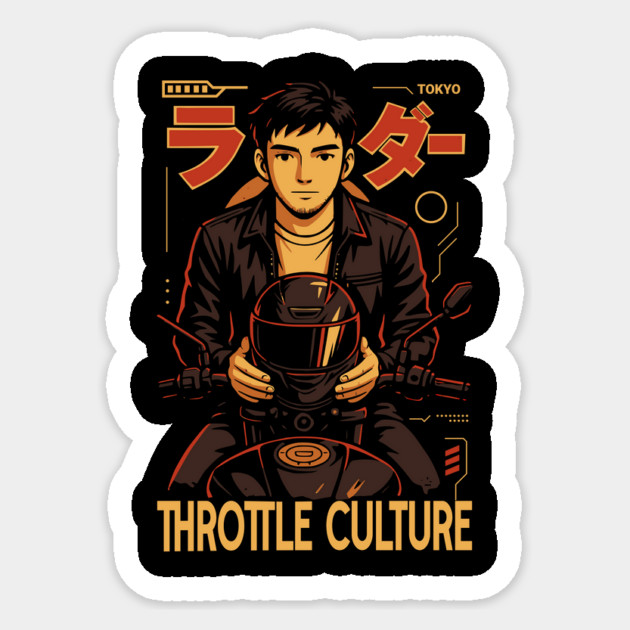 Throttle Culture – Tokyo Biker Style Sticker by Designed By Marty
